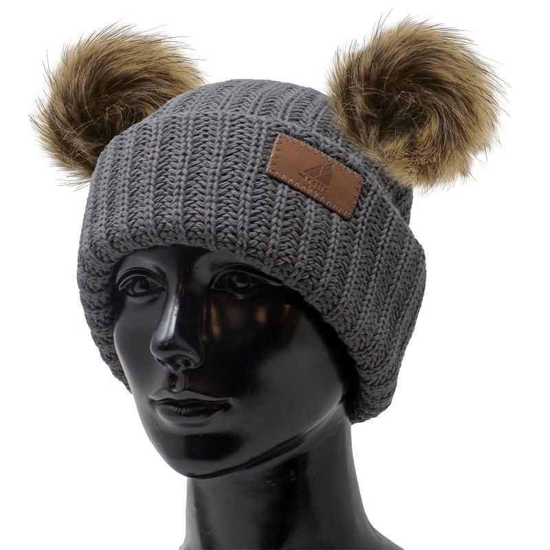 Arctic Gear Youth Winter Hat Cotton Cuff Hat with Double Poms, 3 of 6