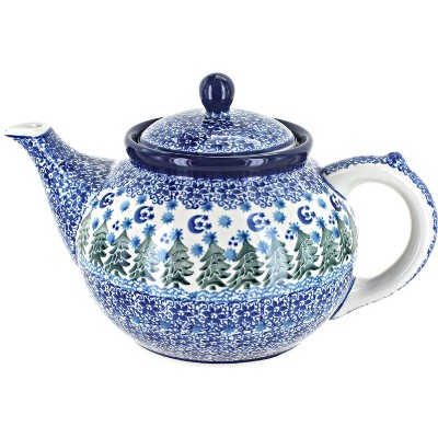 Blue Rose Polish Pottery Evergreen Magic Medium Teapot