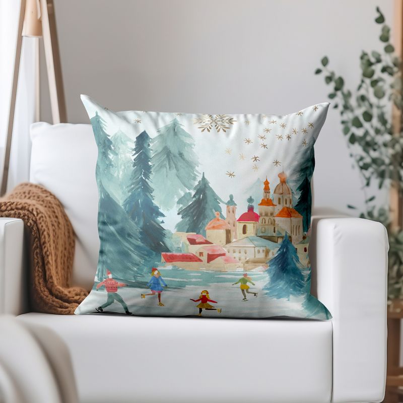 Skating Under The Stars by Pi Holiday Collection - Minimalist Throw Pillow, 1 of 12