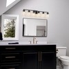 DORESshop 4-Light /6-LightBlack and Gold Vanity Light with Clear Cylinder Glass Shades, Square Plate and Rod Design, E26 Sockets - 3 of 4