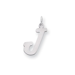 Black Bow Jewelry 14k White Gold, Madison Collection, Medium Script Initial Pendant A-W - 1 of 4