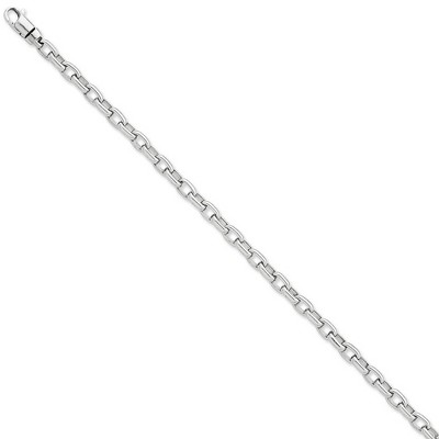 Black Bow Jewelry 5mm 14k White Gold Solid Oval Link Chain Bracelet