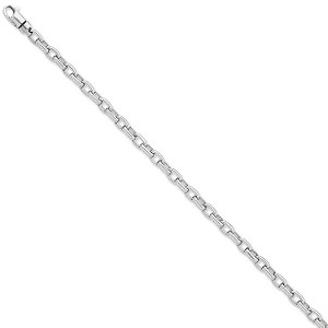 Black Bow Jewelry 5mm 14k White Gold Solid Oval Link Chain Bracelet - 1 of 4