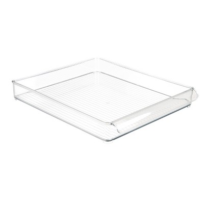 iDESIGN Plastic Refrigerator and Freezer Storage Organizer Tray with Handle Clear: Kitchen Cabinet Organizer, 14.5" x 12"