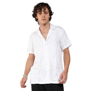 Campus Sutra Men Men's Chalk White Embroidered Heathered Shirt - 1 of 3