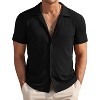 COOFANDY Mens Knit Button Down Short Sleeve Button Up Shirt Summer Casual Beach Tops - 2 of 4