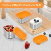 BRINJOY 3 Pack Silicone Snack Lunch Boxes with Lids Frozen Snack Lunch Stainless Steel Reusable Orange - 2 of 4