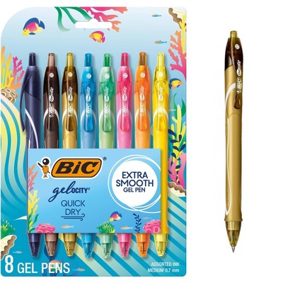 BiC Gelocity 8pk Quick Dry Gel Pen Multicolored Ink Ocean Theme: 0.7mm Point, Art & Stationery, Office Supplies