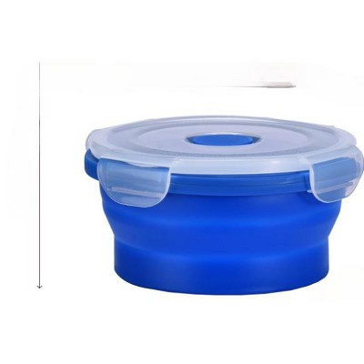 Blue BPA-Free Collapsible Plastic Lunch Box Bowls Set