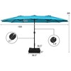 Costway 15FT Double-Sided Twin Patio Umbrella Outdoor Market W/ Crank & Base Grey\Coffee\Turquoise\Beige\Orange\Wine - 3 of 4