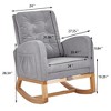 VECELO Modern Upholstered Rocking Chair with Padded Seat & Solid Wood Base, Linen Rocker Armchair for Living Room, White/Gray - 3 of 4