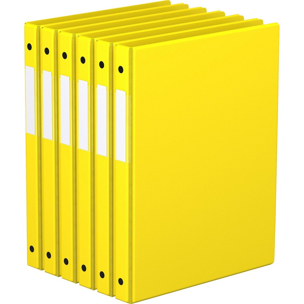 Davis Group 6pk 5/8" Premium Economy Round Ring Binders Yellow: .5 Inch, Polypropylene, 100 Sheet Capacity, 2 Pockets