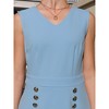 INSPIRE CHIC Women's Sleeveless V Neck Button Decor Wear to Work Sheath Dress - 4 of 4