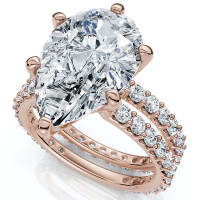 Pompeii3 Certified 5.40Ct Pear Engagement Ring Wedding Band Set 14k Gold/Pt Lab Created