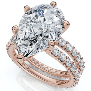 Pompeii3 Certified 5.40Ct Pear Engagement Ring Wedding Band Set 14k Gold/Pt Lab Created - 1 of 4