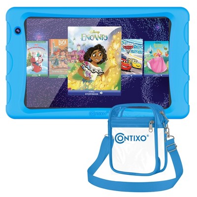 Contixo K80 Kids Tablet Bundle with Disney eBooks & Clear Crossbody Bag Safe, Fun, and Stylish Learning