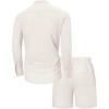 Men's 2 Piece sets beach outfits Summer casual Linen Sets Henley Shirts and Shorts - 2 of 4