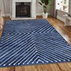 Modern Symmetric Fine Line Printed Area Rug Ultra Thin Low Pile Machine Washable Stain Slip Resistant Non Shedding Pet Friendly Floor Carpet - 3 of 4