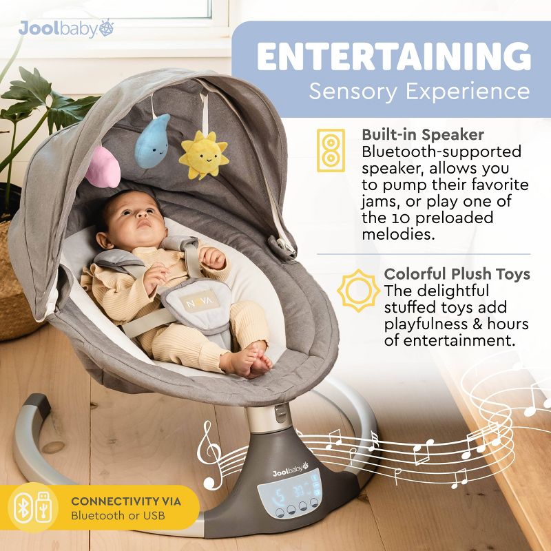 JOOL BABY Nova Motorized Infant Baby Swing - Gray (2024 version), 4 of 8