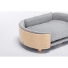 Lirago 30.7" W x 20.08" D x 9.85" H Elevated Dog Bed Pet Sofa Solid Wood Legs Velvet Cushion with Removable Bolster Washable Mid Size Light Gray - 4 of 4