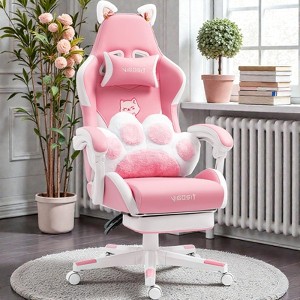 Mshliw Ergonomic Gaming Chair with Cat-Themed Design, Adjustable Backrest, Headrest, Footrest, Lumbar Support, Office Chair, and 360° Swivel - 1 of 4
