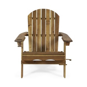 Bellwood Outdoor Acacia Wood Folding Adirondack Chair Natural - Christopher Knight Home - 1 of 4