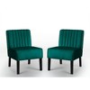 Velvet Mid-Century Modern Accent Chairs Set of 2 with Channel Tufting, Plush Seat and Solid Wood Legs - 3 of 4