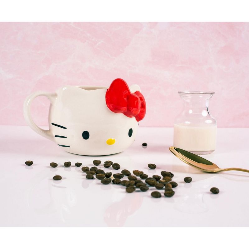 Silver Buffalo Hello Kitty Red Bow Ceramic 3D Molded Mug | Holds 22 Ounces, 3 of 7
