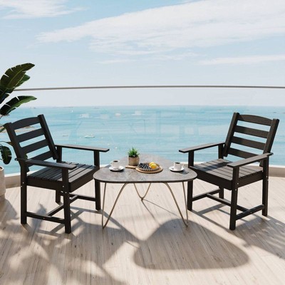 FUFU&GAGA 2-Piece HDPE Outdoor Dining Chair Set,Heavy All-Weather Patio,Firepit or Lawn Chairs,Ergonomic Porch Chairs for Dining Table