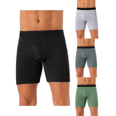 INSPIRE CHIC Men's 4 Pack Lightweight Stretch Open-fly Basic Boxer Briefs