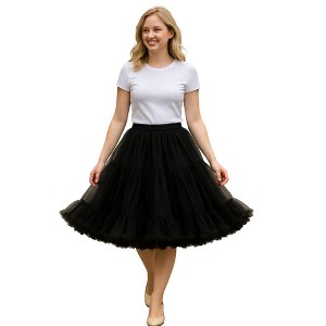 Malco Modes Jennifer Vintage Knee-Length Crinoline Petticoat Skirt – Fluffy 50s Rockabilly Tutu Underskirt for Women – Black - 1 of 4