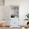 Side Cabinet White body and brown top Solid pinewood  vidaXL - 4 of 4