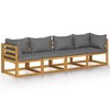 4-Seater Patio Sofa with Cushion Solid Acacia Wood vidaXL - 2 of 4