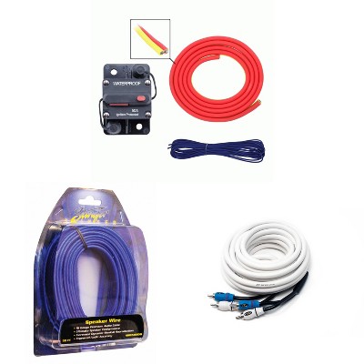 Metra MLAK4-20 100 Amp Breaker 4GA Tinned Pure Copper 20 foot Marine Wiring Kit with 16GA Matte Blue 50ft Tinned Oxygen-Free Copper Speaker Wire an...