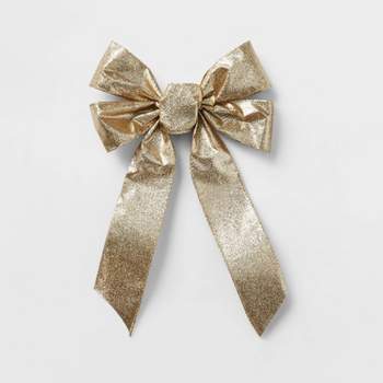 Glitter Fabric Christmas Bow Gold - Wondershop™