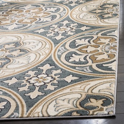 Safavieh Slate Blue and Beige Synthetic Safavid Style Runner Rug