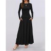 Women's Round Neck Ruched Pocket Slim - Fit Long - Sleeve Knit Maxi Dress, Elegant and Comfortable Dress for Multiple Occasions - 3 of 4