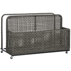 Outsunny Wheeled Patio Wicker Pool Float Storage, Pool Caddy w/ Compartment & Basket - 1 of 4