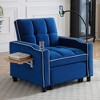 3-in-1 Adjustable Chaise Lounge with Side Table, Phone Holder&Cup box, Convertible Sofa Bed Sleeper Chair Accent Chair, Beige/Black/Blue-ModernLuxe - 2 of 4