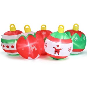 NAYSAYE Inflatable Holiday Decoration Christmas Balls Ornament Display for Festive Yard Parties, Multicolor, 84.7"*37.4"*33.1" - 1 of 4