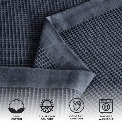 Ocean Blue Twin Cotton Waffle Weave Blanket