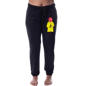 IT The Movie Womens' Distressed You'll Float Too Jogger Sleep Pajama Pants Black - 1 of 3