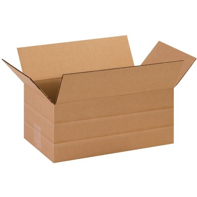 The Packaging Wholesalers Multi-Depth Corrugated Boxes 14 1/2" x 8 3/4" x 6" Kraft 25/Bundle