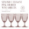 Elle Decor Vintage Winery Goblets, Set of 4, Color Tint Glassware Set, Water Goblets for Party, Wedding, & Daily Use, 10.1 oz, Pink - 2 of 4