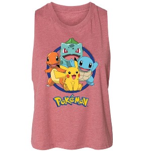 Women's Pokémon Pokémon Starter Group Graphic Racerback Tank - Heather Mauve - Small - 1 of 3