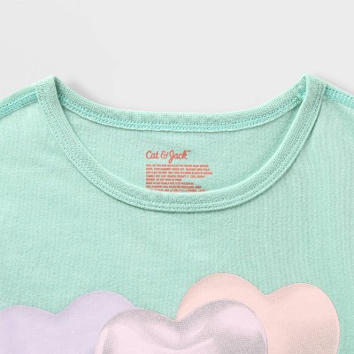 Cat & Jack Kids' 2pk Adaptive Short Sleeve Oversized 'Shine/Balloons' Graphic T-Shirt Cat & Jack™ - Dark Gray/Mint Blue S — фото 3