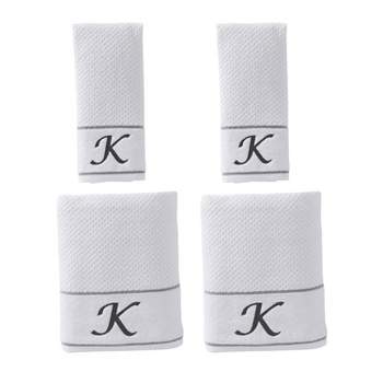 4pc Monogram Bath/Hand Towel Set White - SKL Home