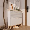 Okak Shoes Storage Cabinet, Shoe Rack with 2 Flip Drawers and Natural Wood Legs, Slim Entryway Storage Organizer for Hallway, Entryway - 3 of 4