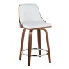 24" Faux Leather Mid-Century Modern Counter Stool with Swivel and Round Footrest for Kitchen or Bar (Set of 2) - 2 of 4
