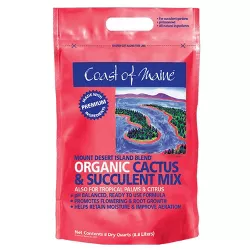 Coast of Maine Indoor Outdoor Mount Desert Island Blend Organic Cactus and Succulent Potting Soil Mix with Beneficial Nutrients, 8 Quart Bag (2 Pack)
